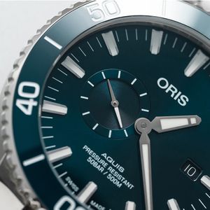 Oris Aquis Small Second Date 45.5mm Blue Strap Watch Peter Jackson