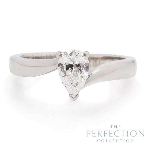 Platinum 0.50ct Perfection Collection Pear Diamond Cross Over Solitaire 