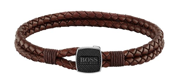 boss men's leather bracelet