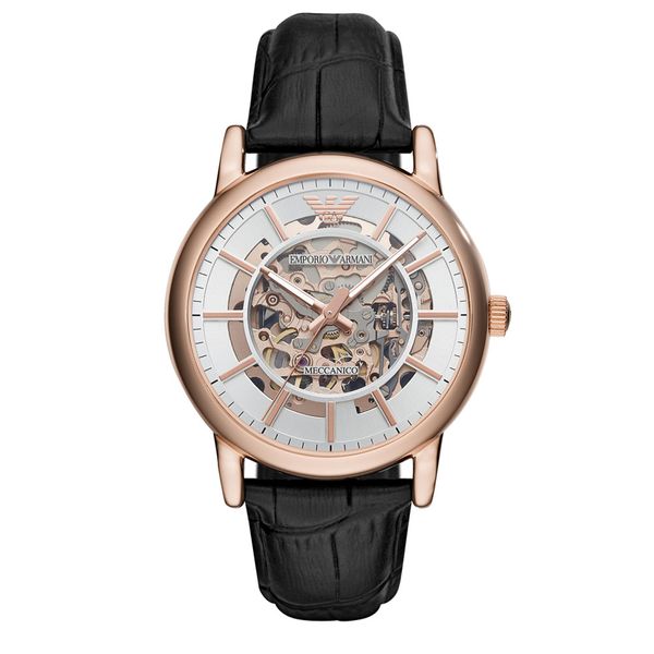 Emporio Armani Luigi Gents Automatic Rose Gold Leather Strap Watch|  AR60007| Peter Jackson the Jeweller