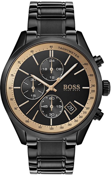 gold and black hugo boss watch