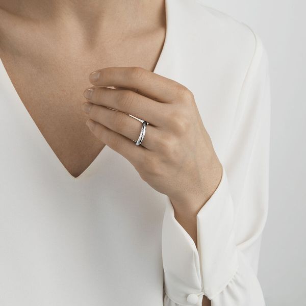 Georg Jensen Offspring Sterling Silver Diamond Pavé Ring|Peter Jackson