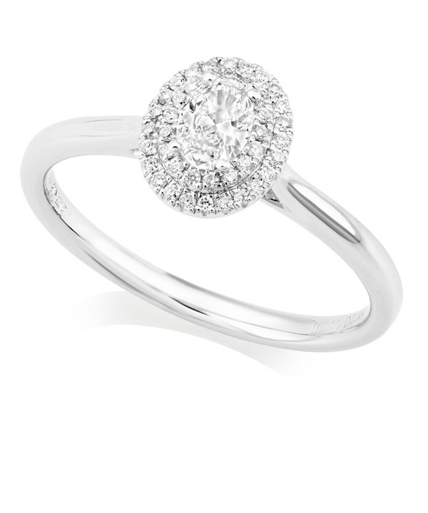 platinum cluster diamond engagement ring