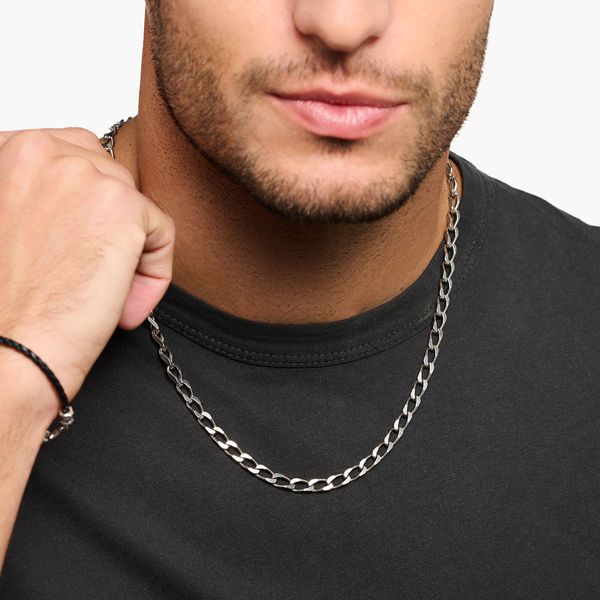 Mens silver hot sale curb necklace