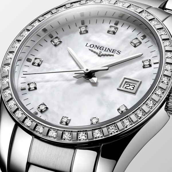 Longines Conquest Mother of Pearl Diamond Bezel Watch Peter Jackson