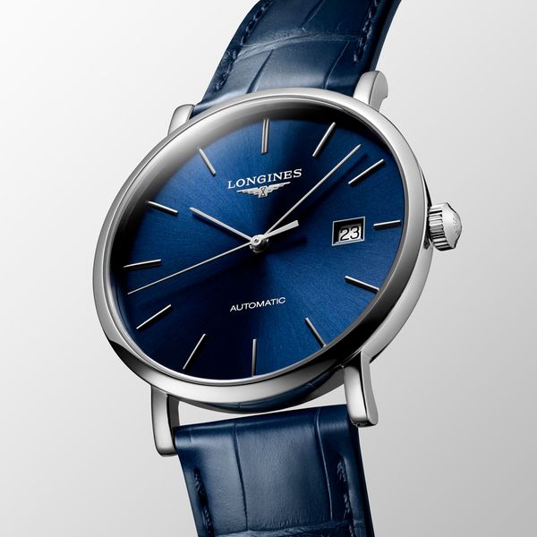 Longines Elegant Blue Automatic Mens Strap Watch Peter Jackson