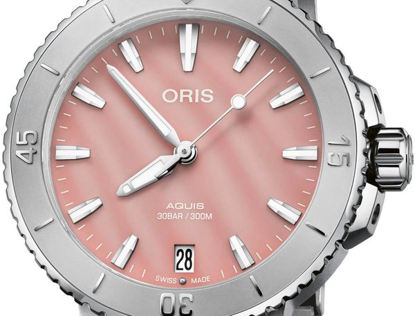 Oris Aquis Date Mother Of Pearl Pink Dial Bracelet Watch Peter Jackson