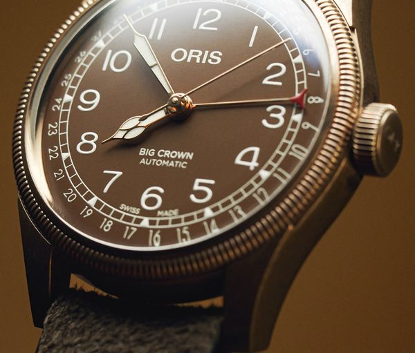 Oris Big Crown Pointer Date Bronze Leather Strap Watch Peter Jackson