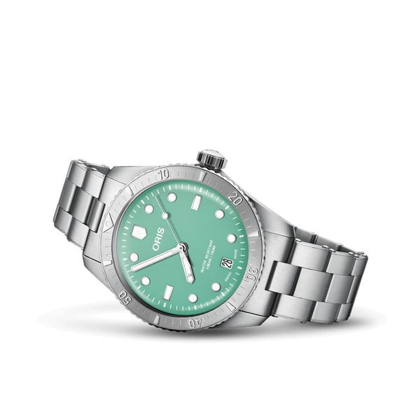 Oris Divers Sixty Five 38 Cotton Candy Green Watch Peter Jackson