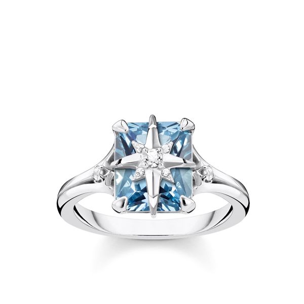 Thomas Sabo Sterling Silver Blue Stone Star Ring|TR2288-644|Official ...